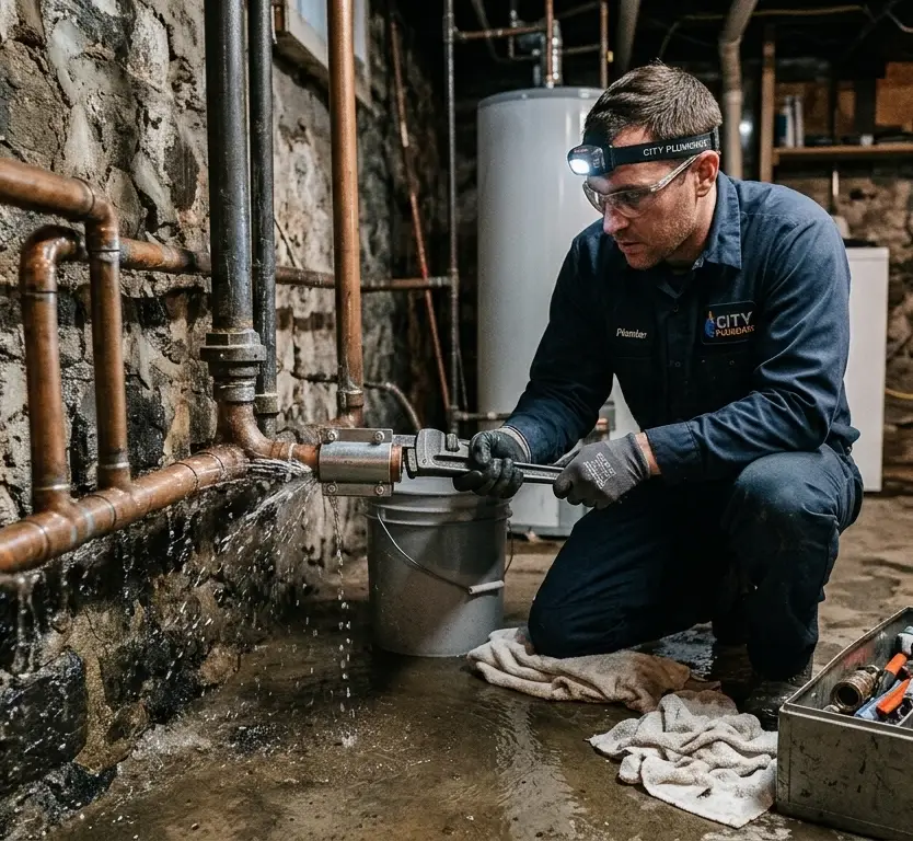 Plumber repairing a water leak in Fuengirola